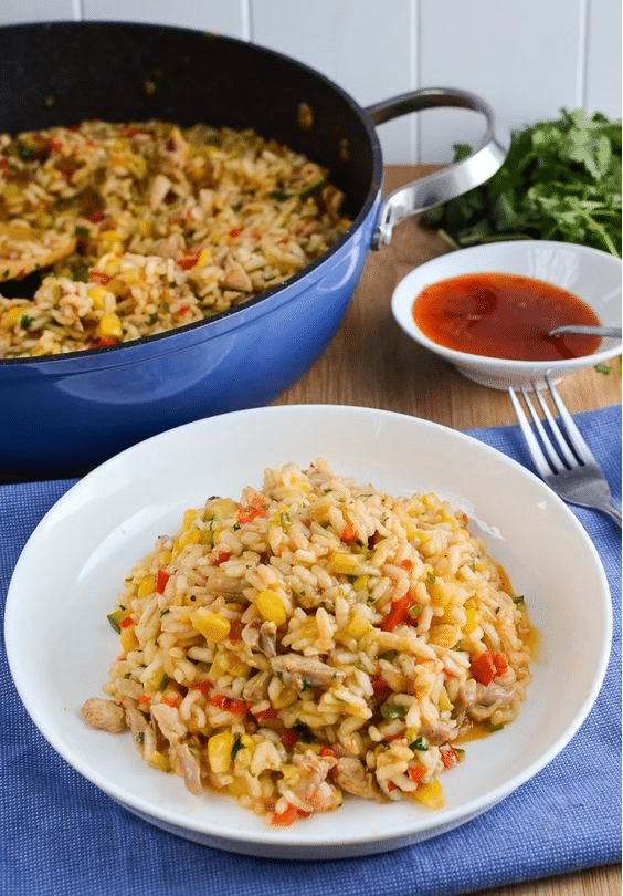 Zeleninové risotto s paprikou a kukuricou.