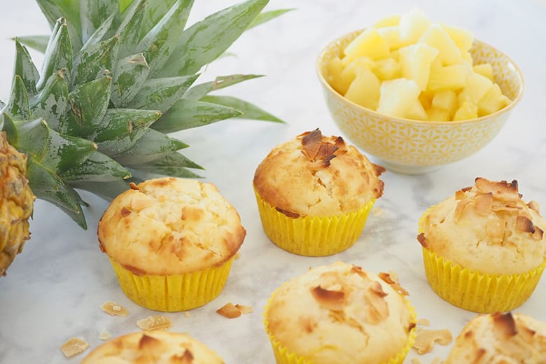 tvarohové muffiny s ananásom a kokosom